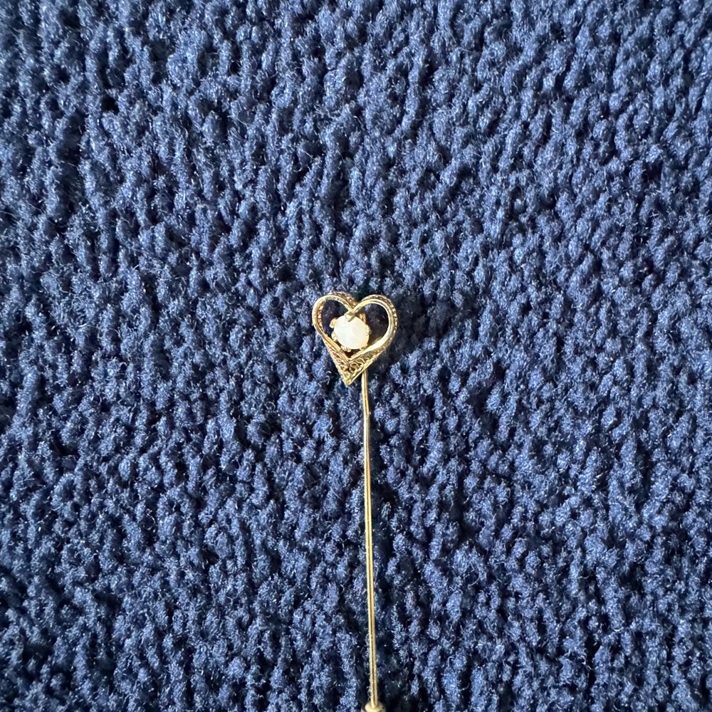 Vintage Opal Heart Stick Pin